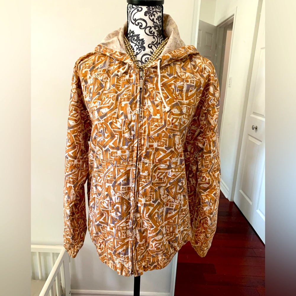 Gembory Geometric Patterned Hooded Light Jacket